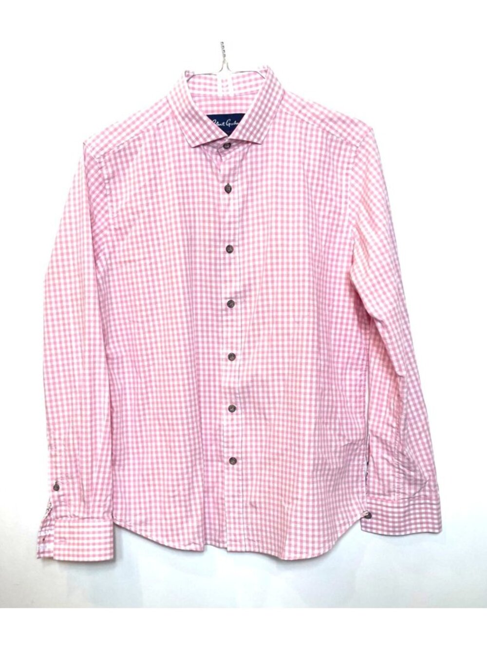 Robert Graham Pink White Gingham Check Collared Tailored Fit Button Down Large